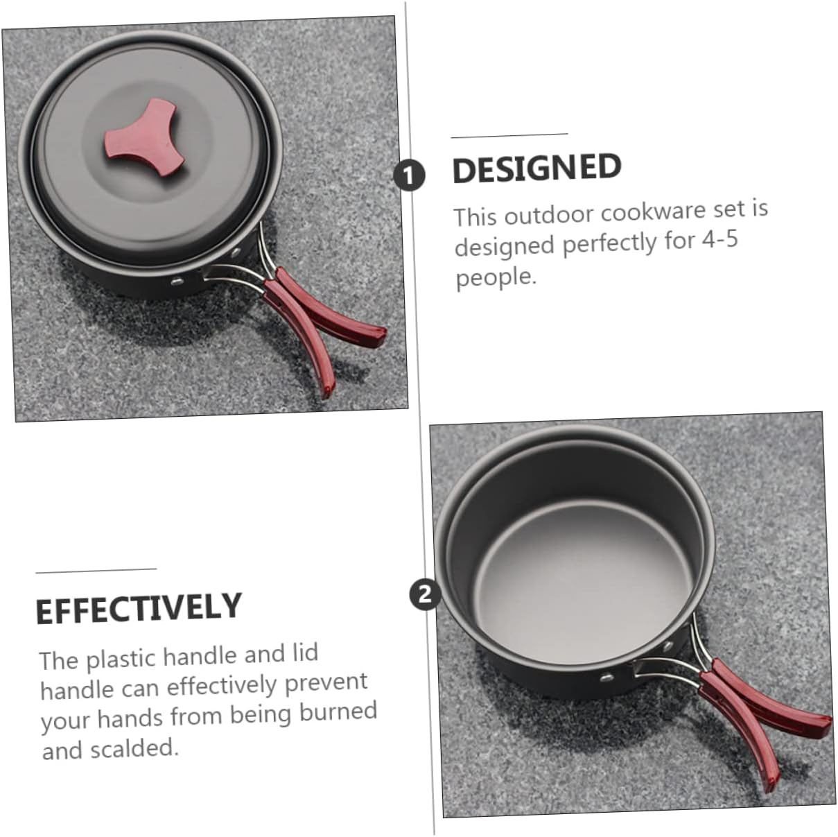 YARNOW 1set Folding Camping Cookware for People Compact and Lightweight Outdoor Rivets for Backpacking Hiking and Picnics