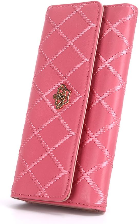 Deanna Rich Womens Card holder Clutch Wallet Leather Long Purse (Pink)
