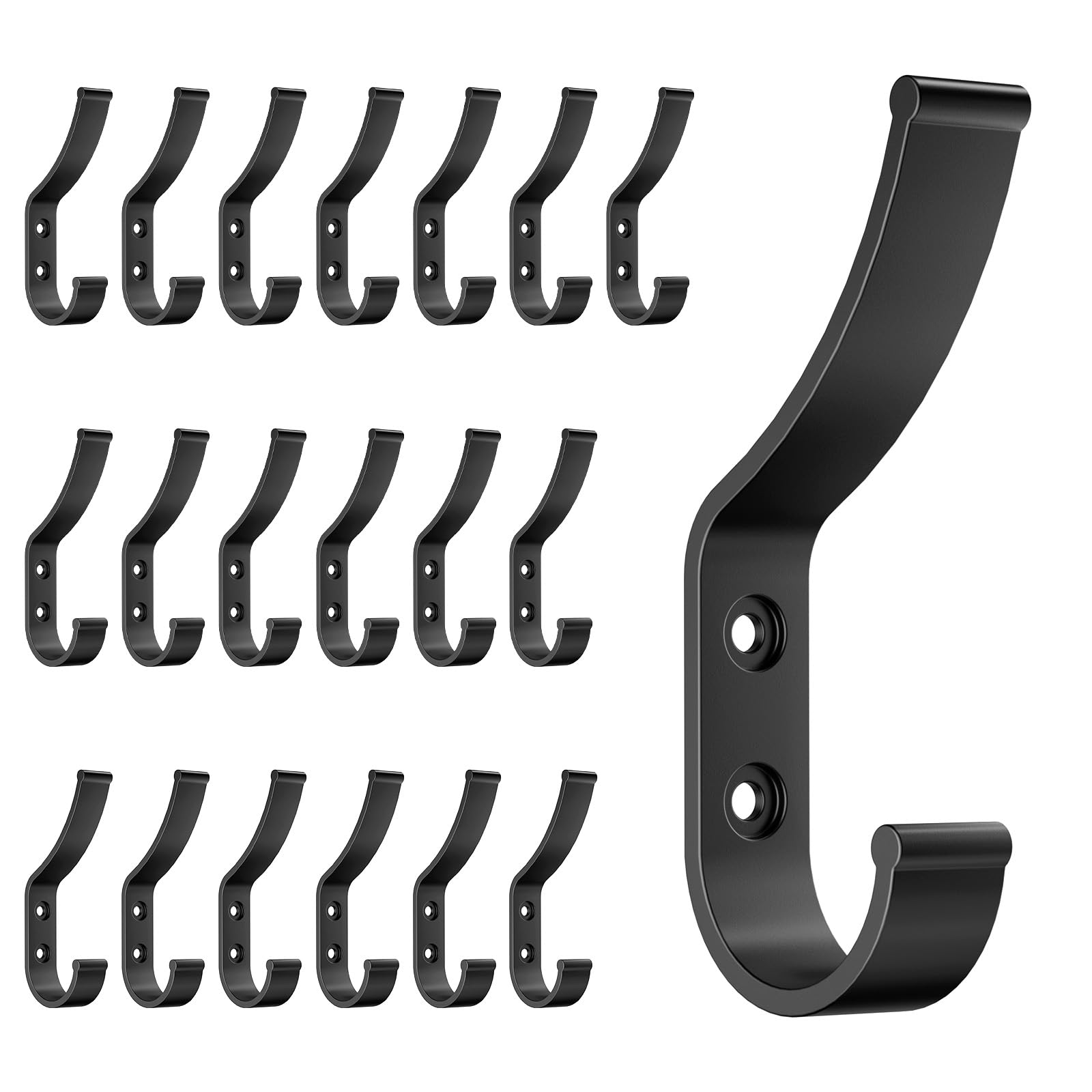 Optish 20 Stück Kleiderhaken Wand, Garderobenhaken Schwarz Kleiderhaken zum Schrauben für Akustikpaneele, Eingangsbereich, Schlafzimmer, Küche für Jacken, Hüte, Schals und Handtaschen