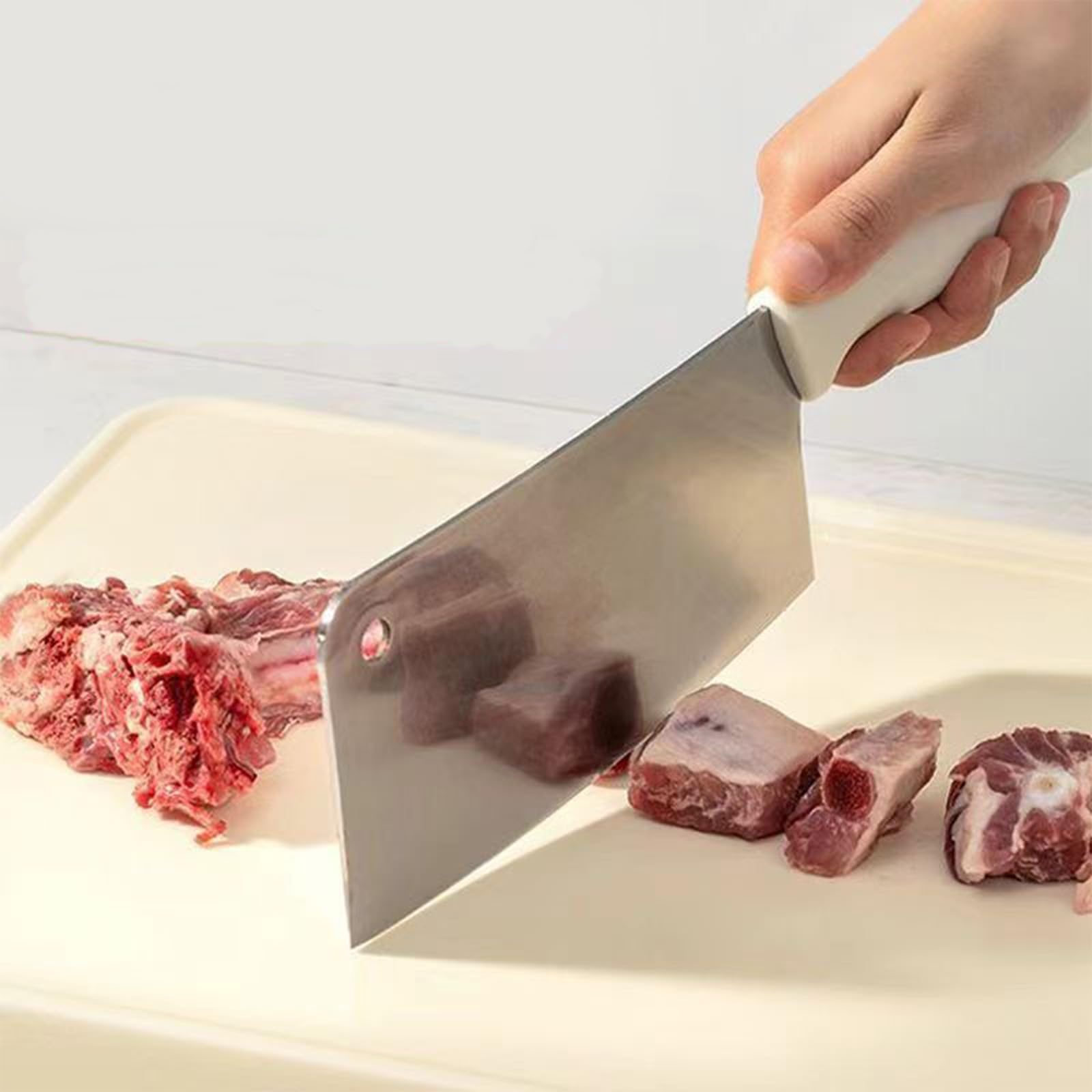Doppelseitiges Schneidebrett mit beigefarbenem Rand, Schneidebrett aus Edelstahl und Kunststoff-Schneidebrett für Obst, Fleisch, Saftrillen-Design, Schneidebrett, spülmaschinenfest (41,9 x 29