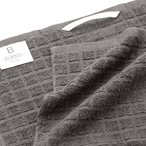 Kitchen Towels 16"X 28" | Dish Towels | Kitchen Hand Towels | Large Dishcloths Set | Highly Absorbent Tea Towel, Soft With Hanging Loop | Natural Ring Spun Cotton, 380 Gsm | Gray Check Design - 6 Pack #TOP2