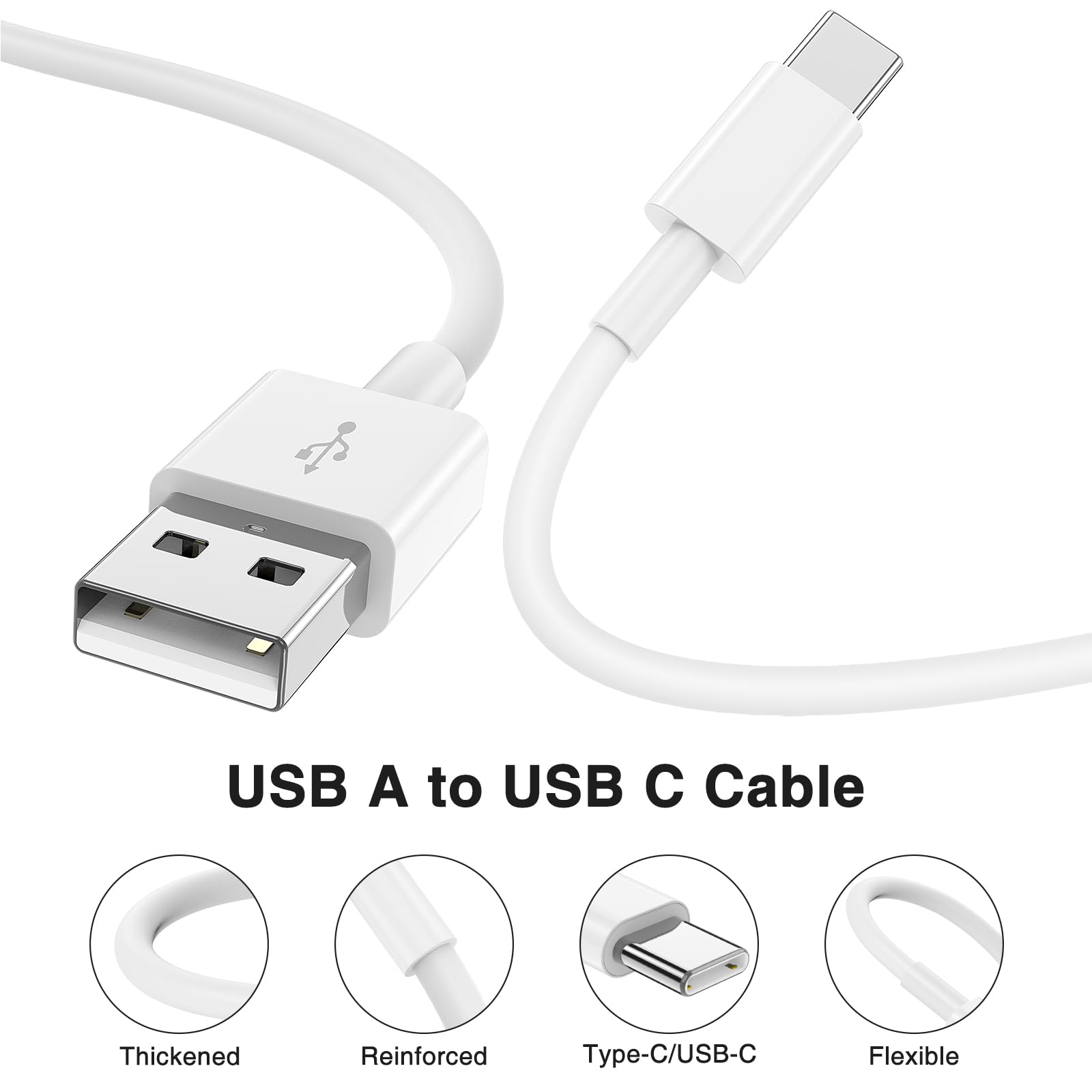 Câble USB Carplay USB A vers USB C 1M+2M Charge Rapide pour iPhone 17/16/15 Pro Max Samsung S25 iPad Pro