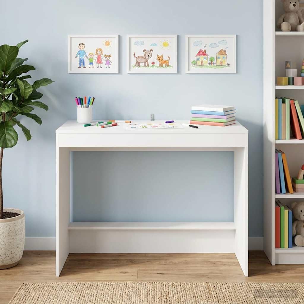 Scrivania da letto, in legno, 100 x 45 x 75 cm, postazione di lavoro compatta per casa, studio e studio, con piano di scrittura per computer portatile, monitor e documenti