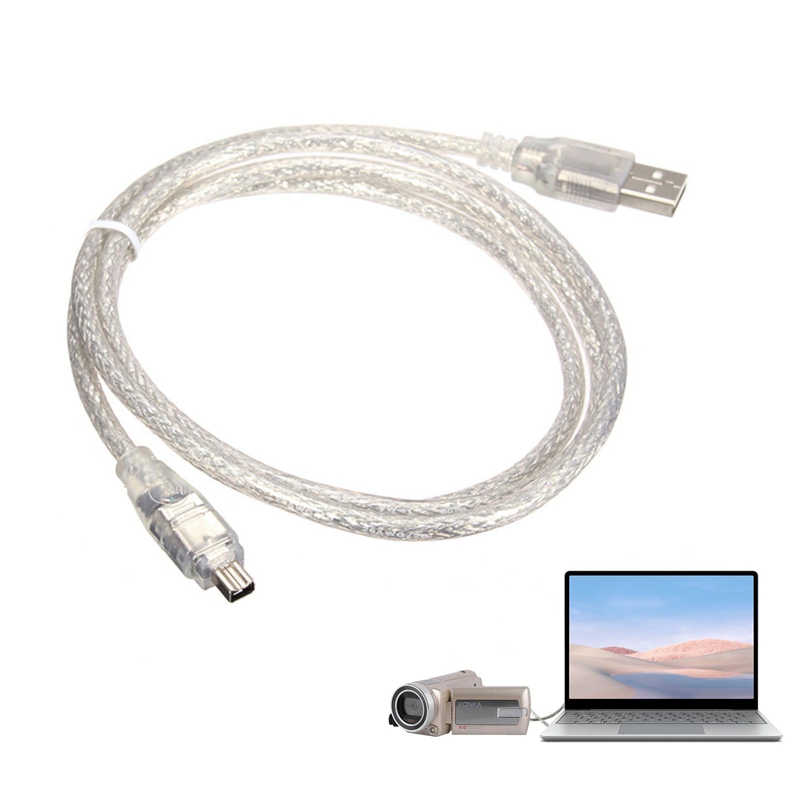 Cavo Adattatore USB a FireWire IEEE 1394 con Connettore iLink 4 Pin, Compatibile con Camcorder DCR-TRV75E DV, Cavo di Trasmissione per Dati e Video