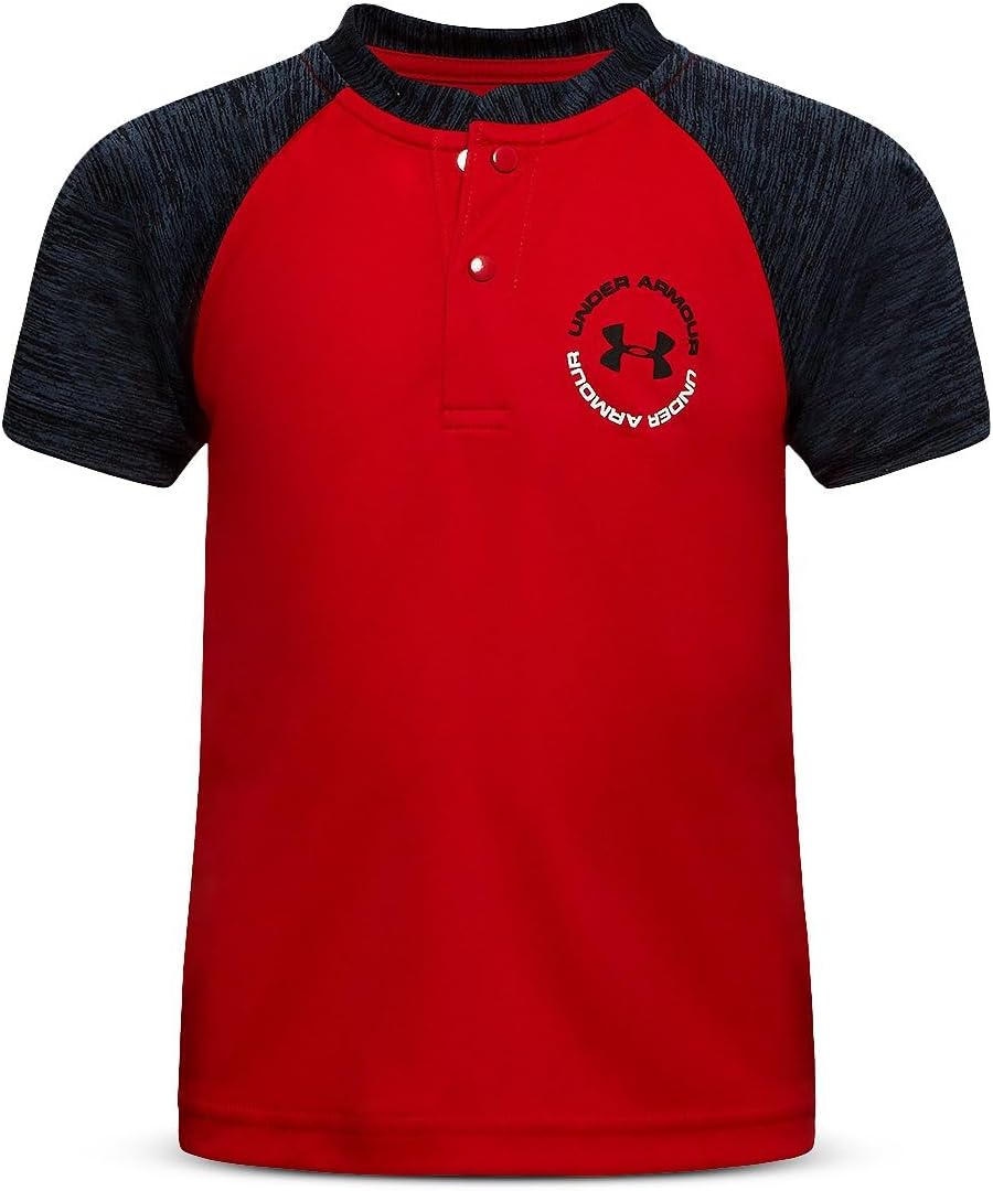 Under Armour Boys' Color-Block Henley Tee - Little Kid (US, Age, 24 Months, RED)