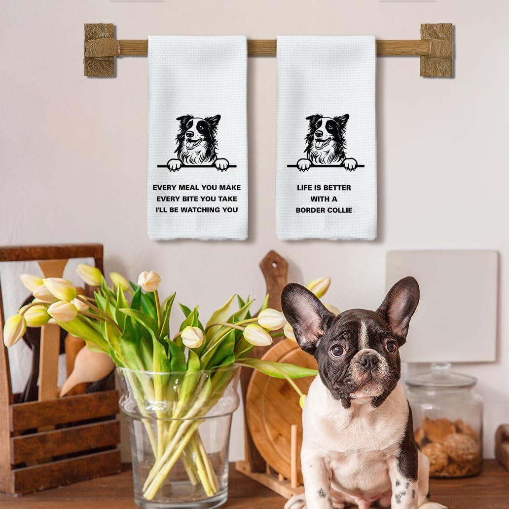 Funny Kitchen Towels, Border Collie Gifts, Every Meal You Make Every Bite You Take Dish Towels Tea Towels for Kitchen, Dog Lovers Gifts for Women, Dog Kitchen Bathroom Decor, 16X24in, Set of 2 - Image 3