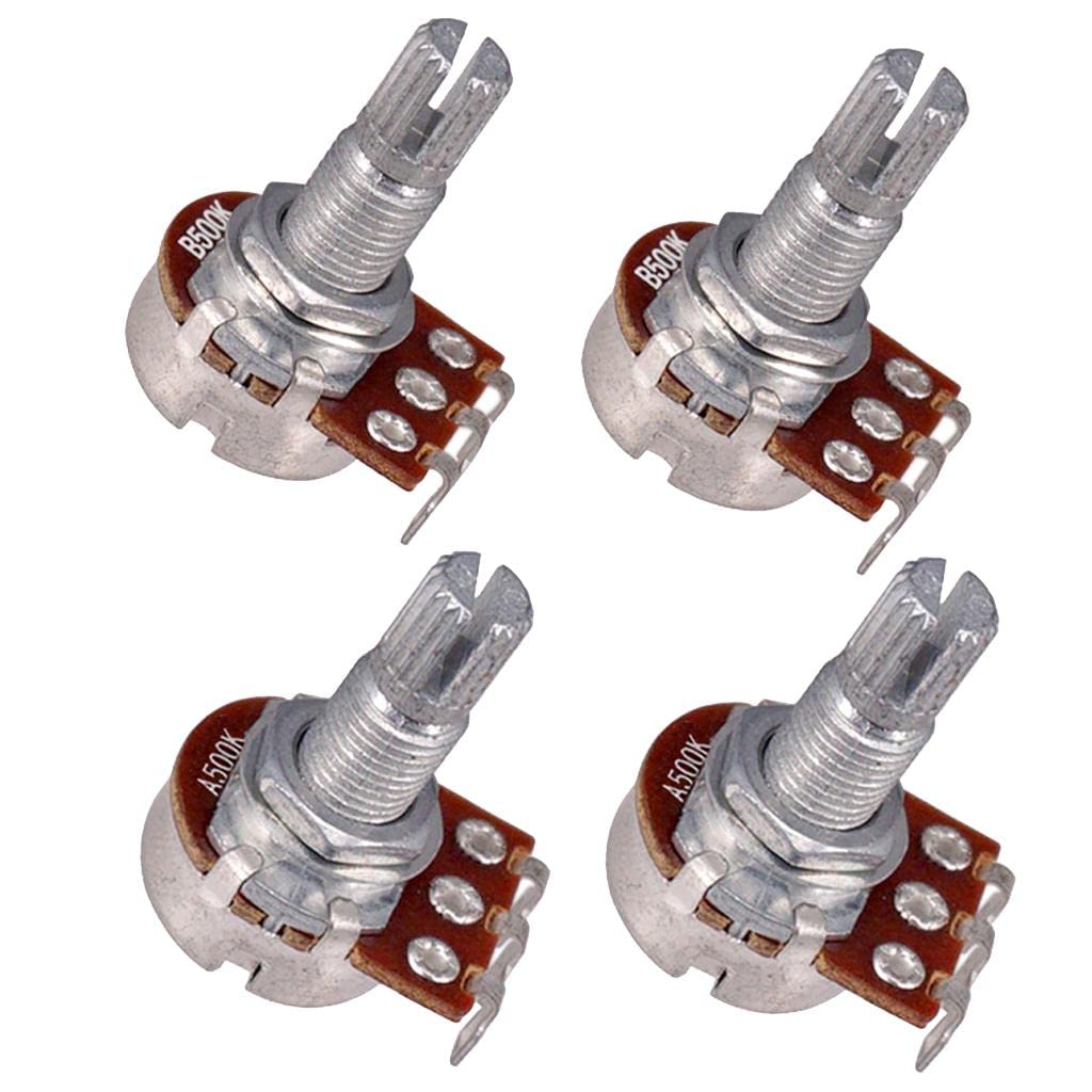 Eilumduo 5 Pcs Small Guitar Pots, B500K Guitar Potentiometer Audio Pots 18mm Split Shaft Audio Taper Potentiometers For Electric Guitar, Bass