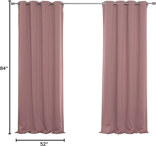 Miniatura 7 de Best Home Fashion Cortinas opacas con aislamiento térmico – parte superior de acero inoxidable con ojales de níquel – Malva – 52 pulgadas de ancho x