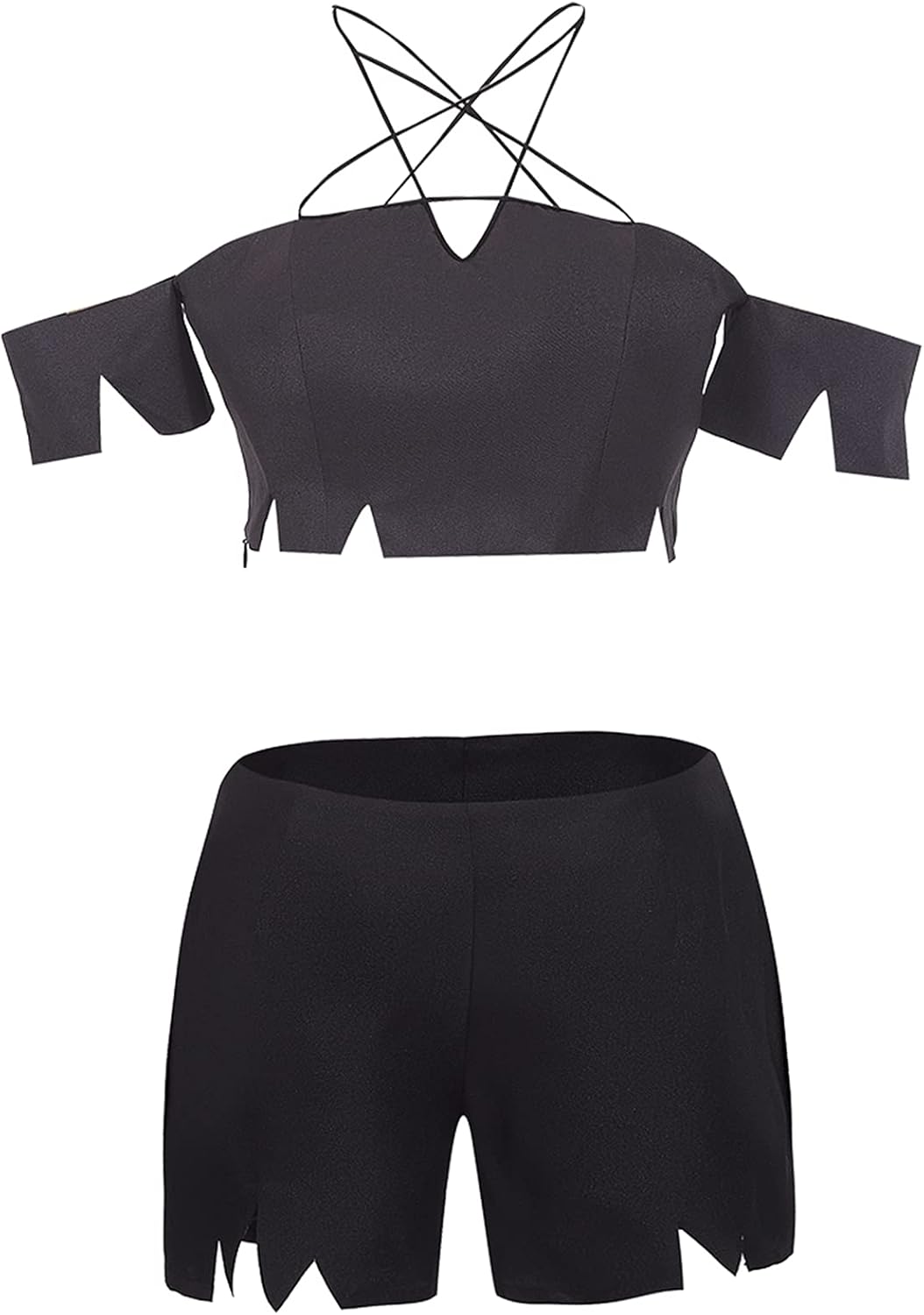 AwwwCos Women Cosplay Costume Tops Shorts Full Set Outfits Halloween Cosplay Props - Image 2