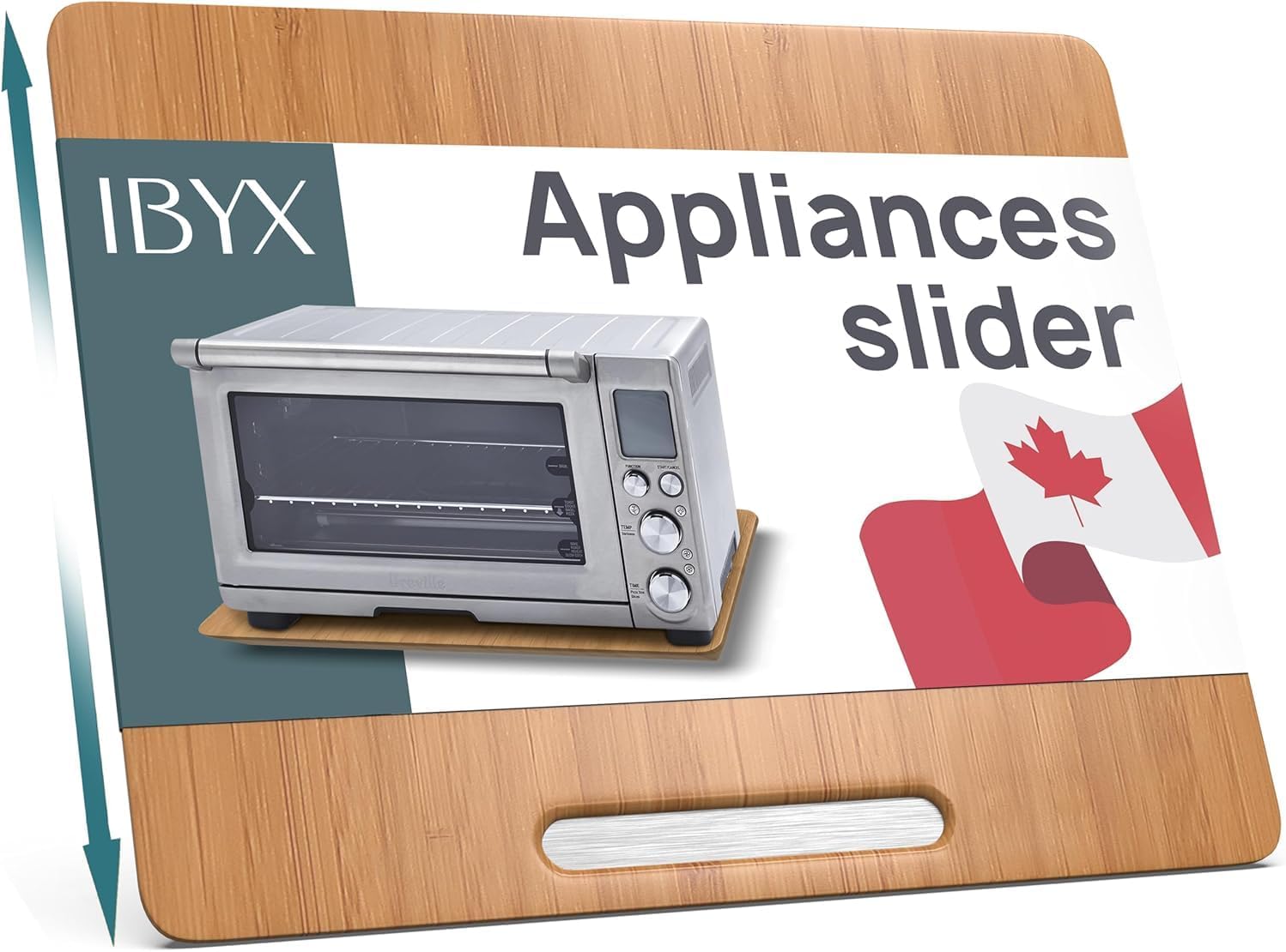 Ibyx Elegant Appliance Slider - Sliding Tray for Coffee Maker & Heavy Kitchen Appliances, Easy Slide, Made of Premium Bamboo, Space-Saving Kitchen Organizer, 40 lb Capacity, Natural - 21 x 15 Inch