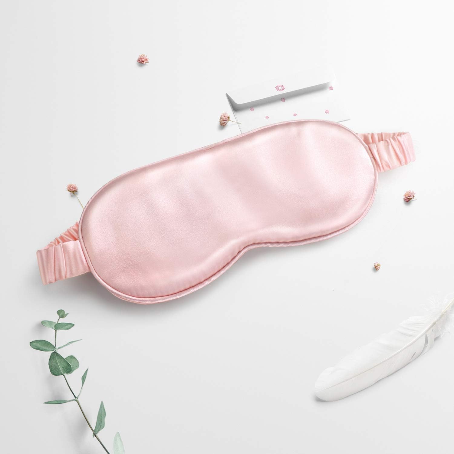 Luxury Silk Sleep Mask 100% Mulberry Silk Eye Mask/Anti-Aging/Skin Care/Multi Colors/Ultra Soft, Light & Comfy/Travel Bag/Gift Package/Blindfold/Caramel (Black) (Pink)