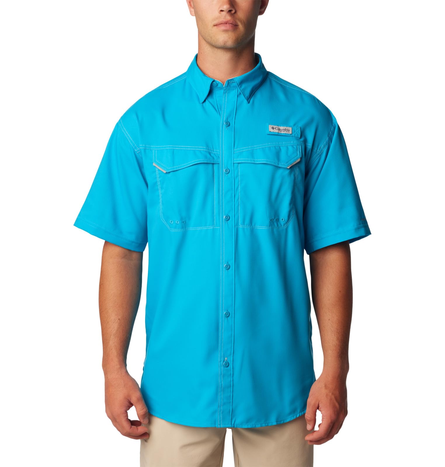 Chemise Columbia PFG Manches Courtes Homme Taille M Bleu Pêche Sans étiquette Occasion
