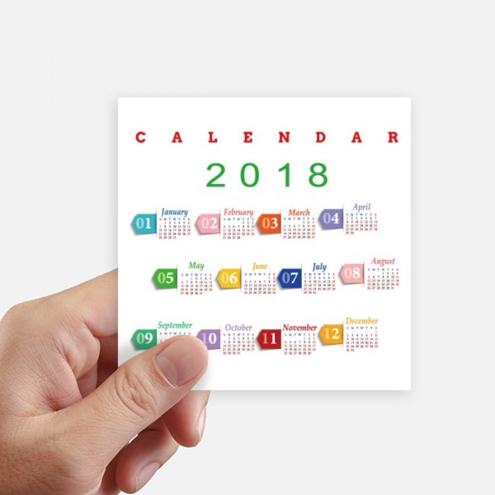 Autocollant carré 10 cm style calendrier 2018 pour personnaliser votre moto et ordinateur