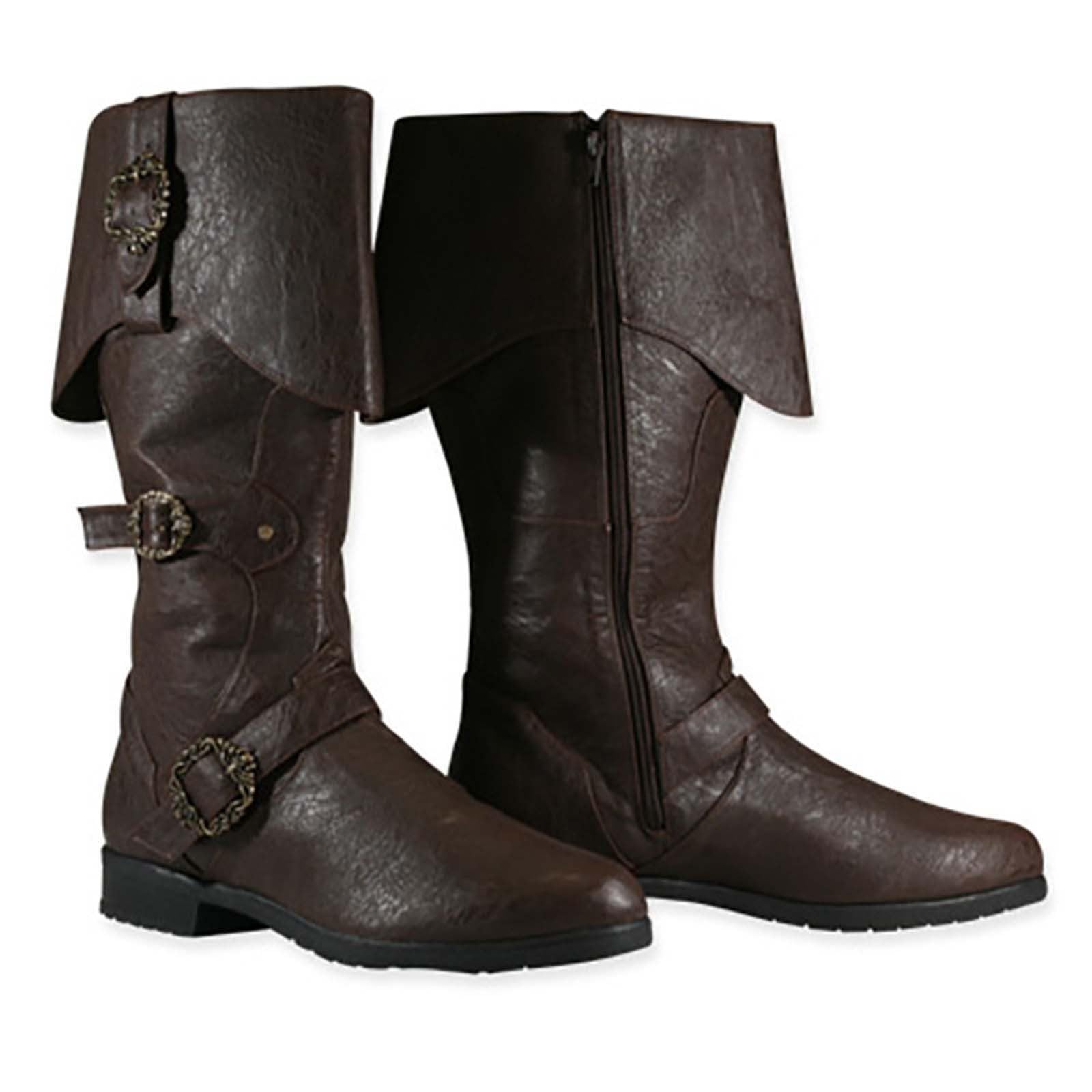 Generisch Bottes 2026 avec fermeture éclair latérale et sangle à boucle de style médiéval - Chaussures décontractées confortables pour les activités de plein air