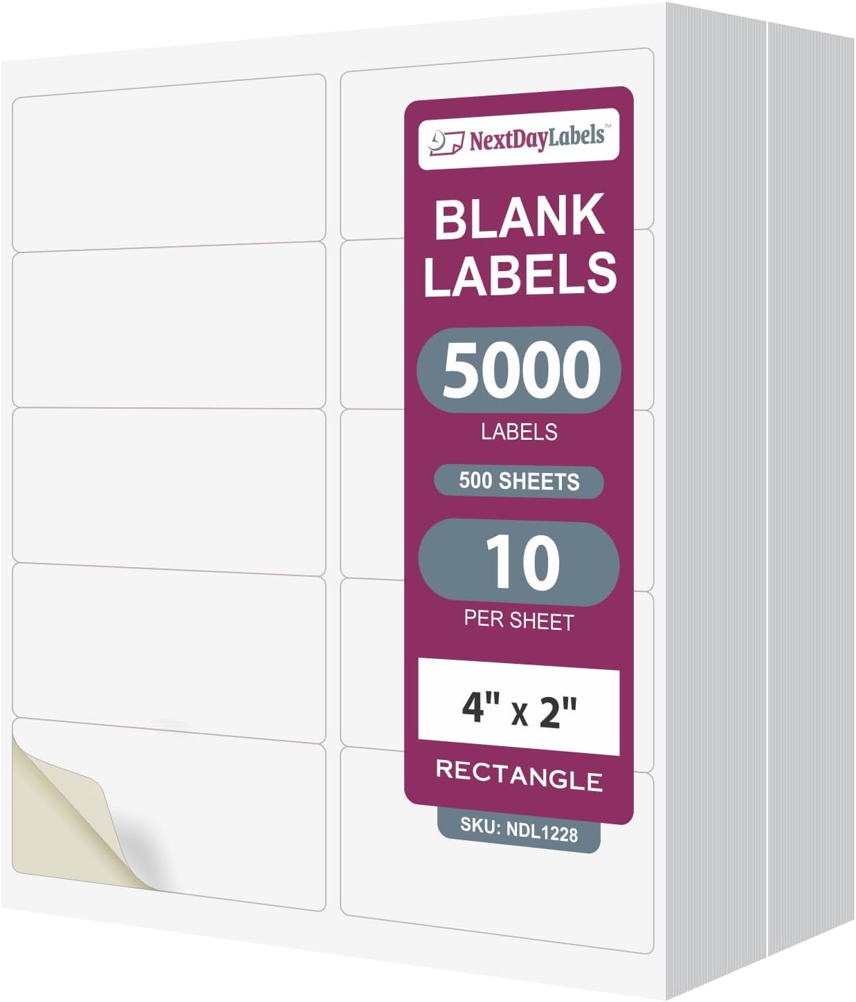 Amazon.com : NextDayLabels – 4” x 2” Rectangular Sticker Labels for ...