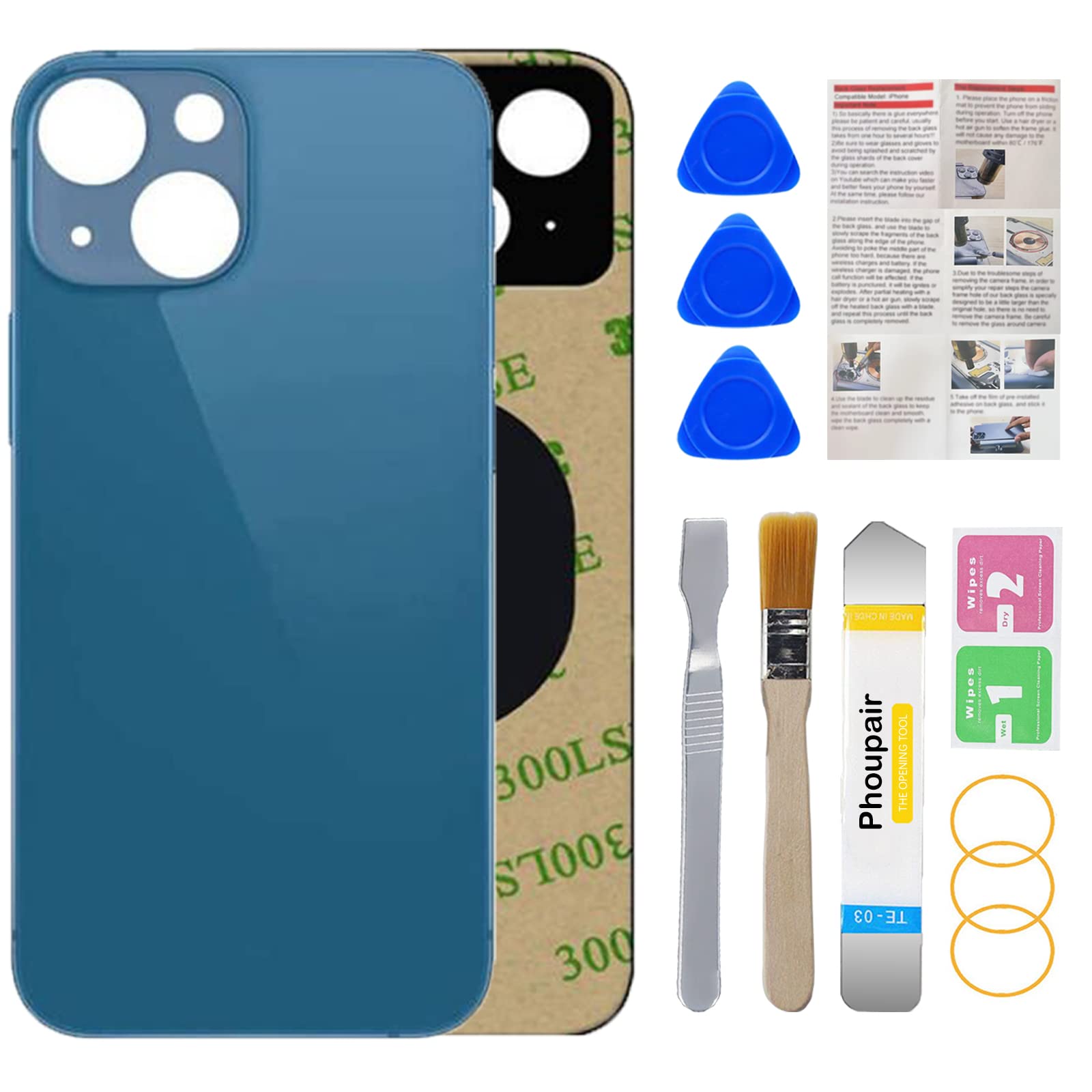 Verre Trempé Arrière Pour IPhone 12 Pro Max - Coque De Remplacement Avec Kit Outils - Bleu, Anti-Rayures Et Anti-Choc
