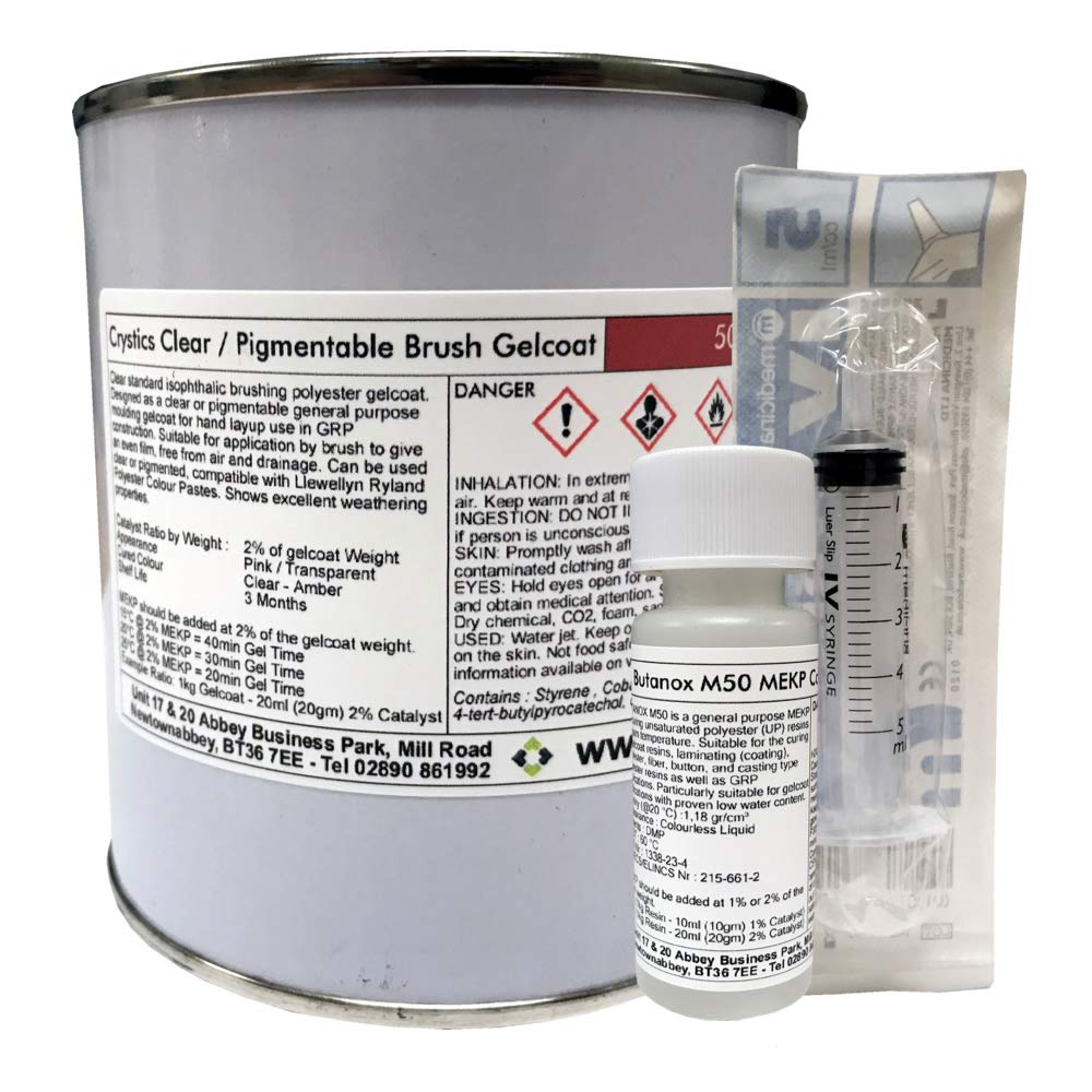 Crystic 65PA 500g GRP Clear Polyester Gelcoat - Catalyst & Syringe