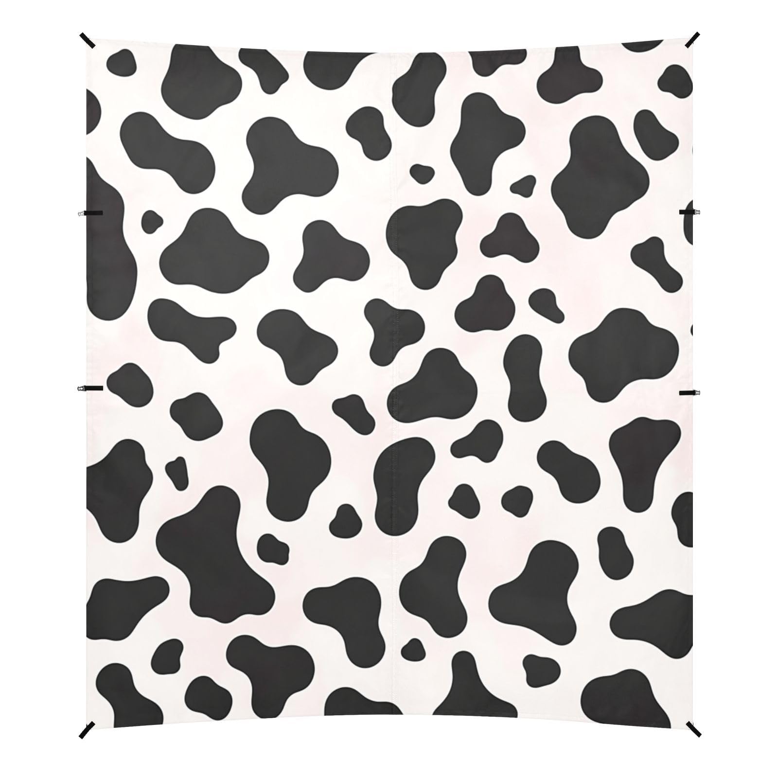 Simple Cow-Print Pattern Vector Illustration on A White Background Foldable Beach Tent UPF50+ Easy Setup Outdoor Sun Shade with Sturdy Poles, Sandbags and Shovel for Camping Trips, Fishing,