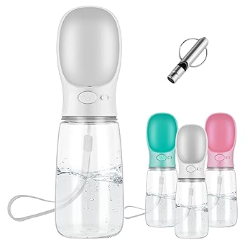 FPVERA Portable Dog Water Bottle 550ml, Dogs Travel Water Bottle, Pets Water Dispenser for Dog Cat Pet Outdoor Walking Travelling Drinking (19 oz, White)