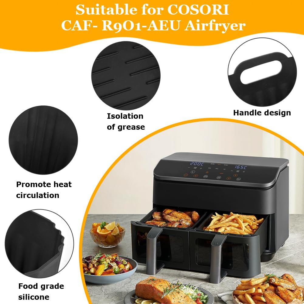 28 sztuk akcesoriów Frytkownica COSORI Dual Blaze 8,5 l, wielokrotnego użytku silikonowe formy do frytkownicy powietrznej, pojemniki do AirFryer COSORI CAF-R901-AEU, bez BPA Lav. w zmywarce