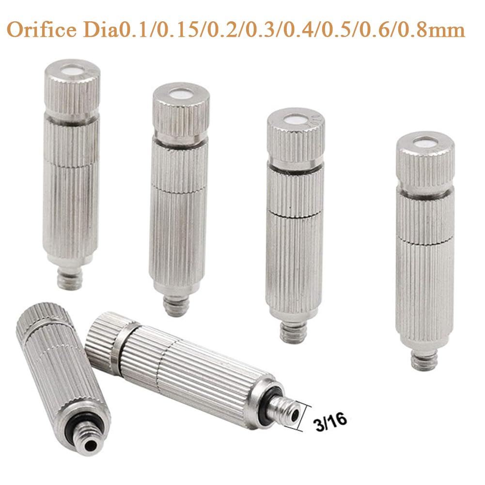 Boquillas nebulizadoras de alta presión, 50 piezas de accesorios for tuberías de riego por aspersión con boquilla de pulverización de 0,1 MM ~ 0,8 MM(Stainless Steel,3 Sections 0.5mm Orifice Dia)