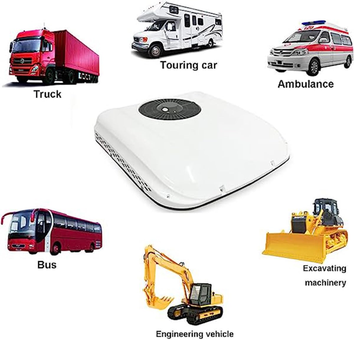 Climatiseur de toit universel pour camion et camping-car, avec refroidissement et chauffage, sans tuyau, peu bruyant, climatiseur de toit pour voiture, climatiseur pour camping-car,12V