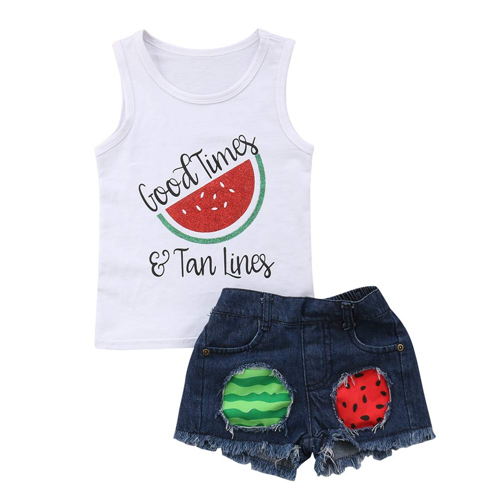 Ropa Niña Conjunto 2 Piezas para Bebé de Camisetas Top sin Mangas Flores y Pantalones Cortos Camisa Verano de Chica (1-7 Años)