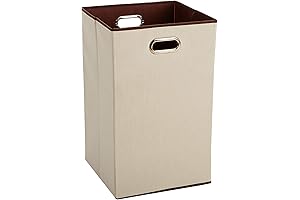 AmazonBasics Foldable Beige Laundry Basket Hamper