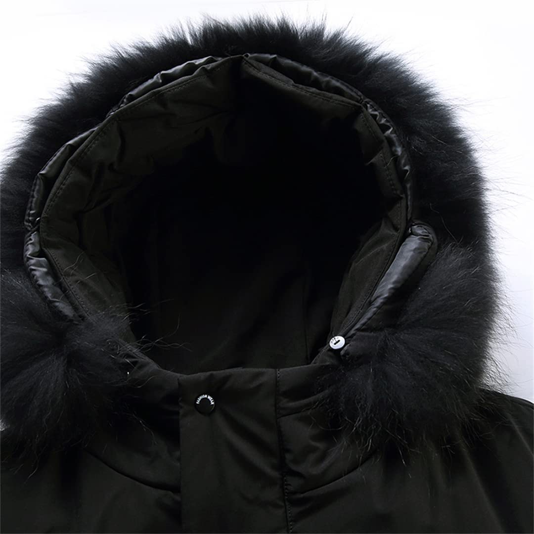 Piumino da Uomo Lungo con Cappuccio Parker Ispessito Caldo Lungo Piumino D'Anatra Bianco Leggero Cappotto da Neve con Cerniera Cappotto Invernale Antivento Ispessito