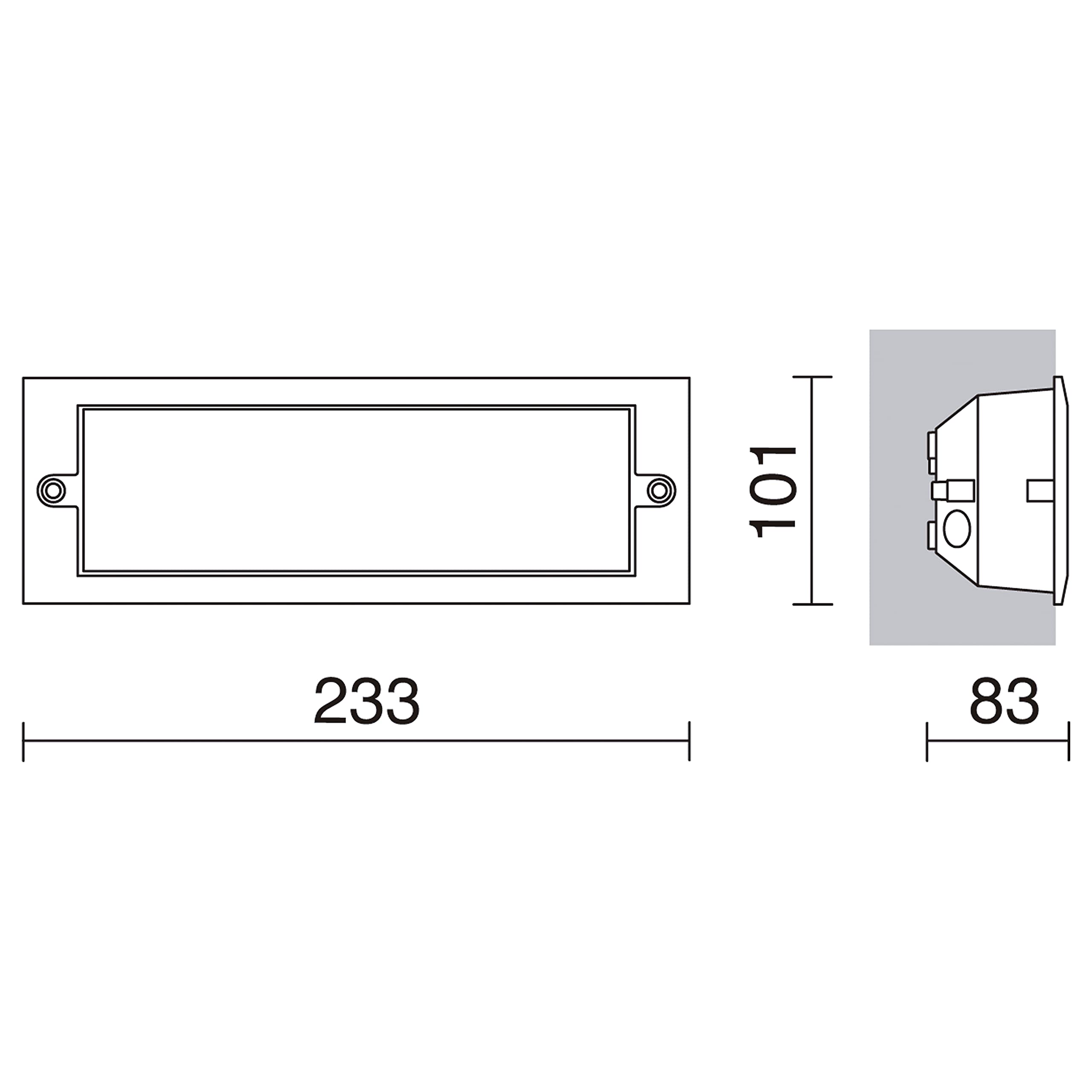 Faretto da incasso a parete XALOC, in acciaio inox E27 porta lampada da esterno IP44. Apparecchio da incasso rettangolare per pareti, passaggi e scale.