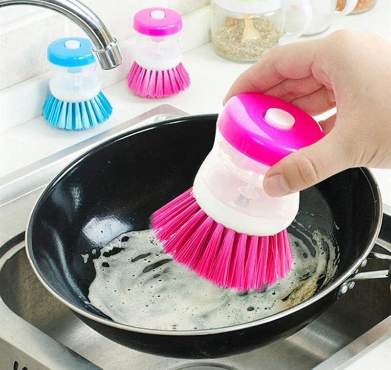 Kitchen Dishwasher Brush with Liquid Soap Dispenser, Kitchen Utensils Cleaning Scrub Sponge Small Palm Scrubber for Cleaning Pots, Sink, Utensils Soft Bristle Dish Washer Brush Scrubber, Pack of 2-image-27