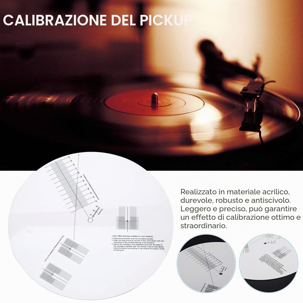 Tappetino goniometro per Giradischi, Piastra di calibrazione in Acrilico per Pickup Vinile LP