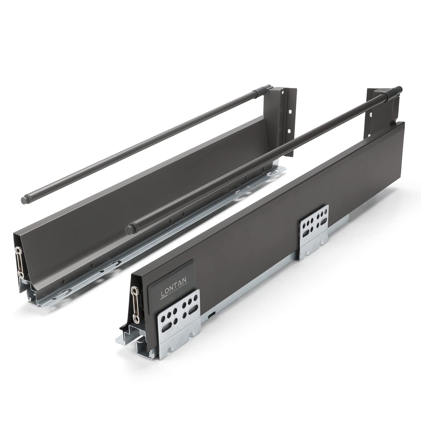 Photo 1 of 1 Pair 22 Inch Soft Closing Drawer Slides Side Mounted Heavy Duty Drawer Slides for DIY-LONTAN Tandembox Drawer System Drawer Runner for Kitchen Cabinet 3 Section Ball Bearing Drawer Glides 22 Inch Middle Drawer