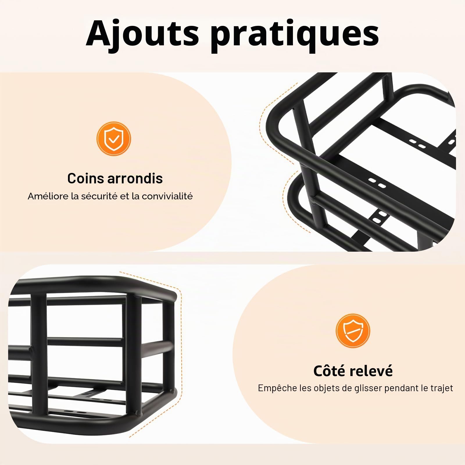 Panier de vélo arrière amovible, facile à installer, pour la plupart des vélos et vélos électriques, 34,3 x 30,5 x 15 cm