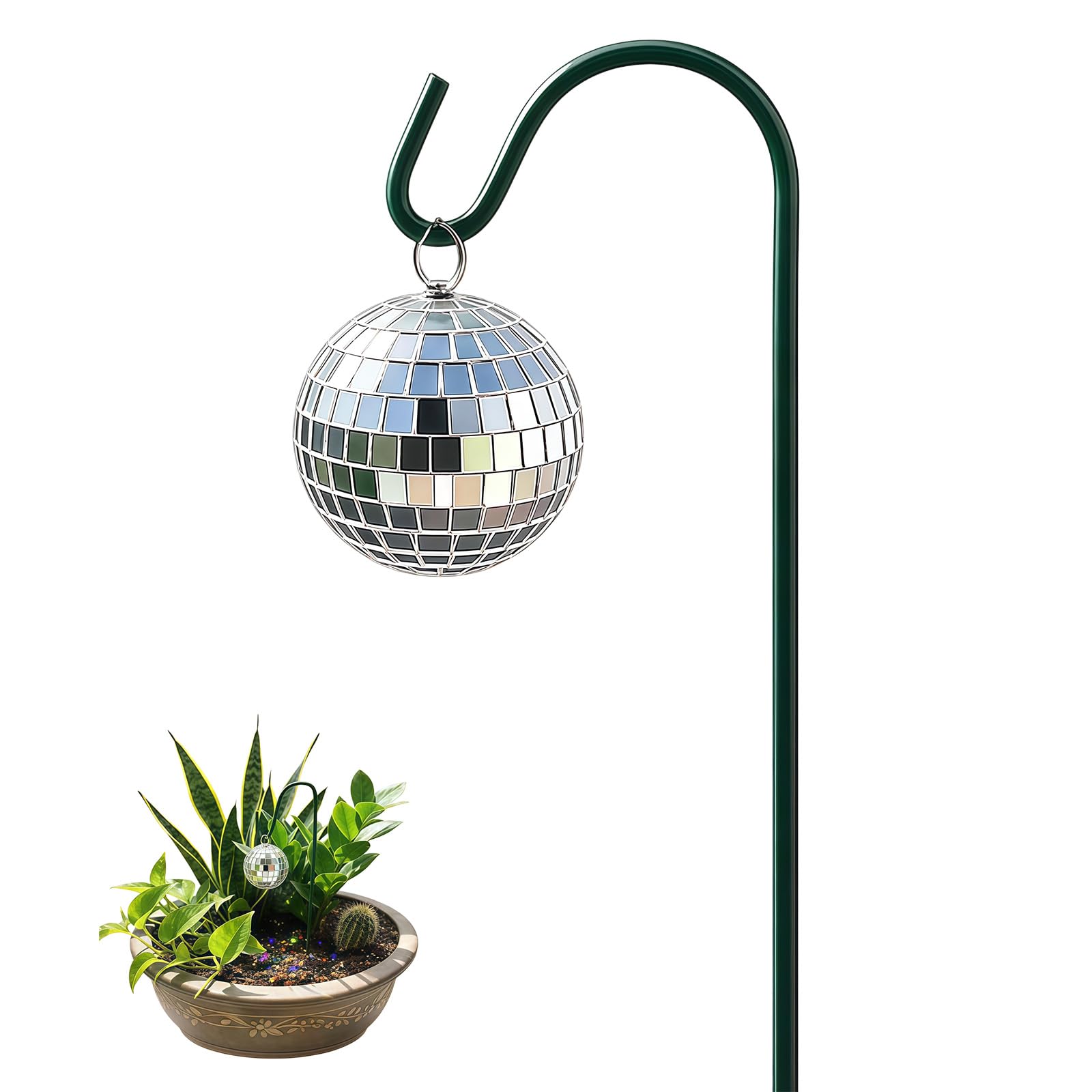 Msioytog Sparkling Disco Ball Garden Stake Outdoor Disco Ball Hanging Solar Lights for Outside Garden Decorative Yard Lamp Glass Deck