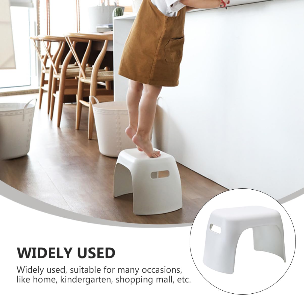 PRETYZOOM Taburete Antideslizante para Niños de PP, Compacto y Apilable, para Baño y Hogar, Reposapiés Infantil, Blanco