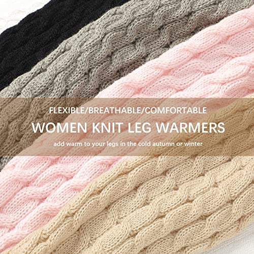 Image of SATINIOR Syhood 4 Pairs Cable Knit Leg Warmers Women Winter Knitted Crochet Knee Boot Stockings Cuffs Long Legging Socks
