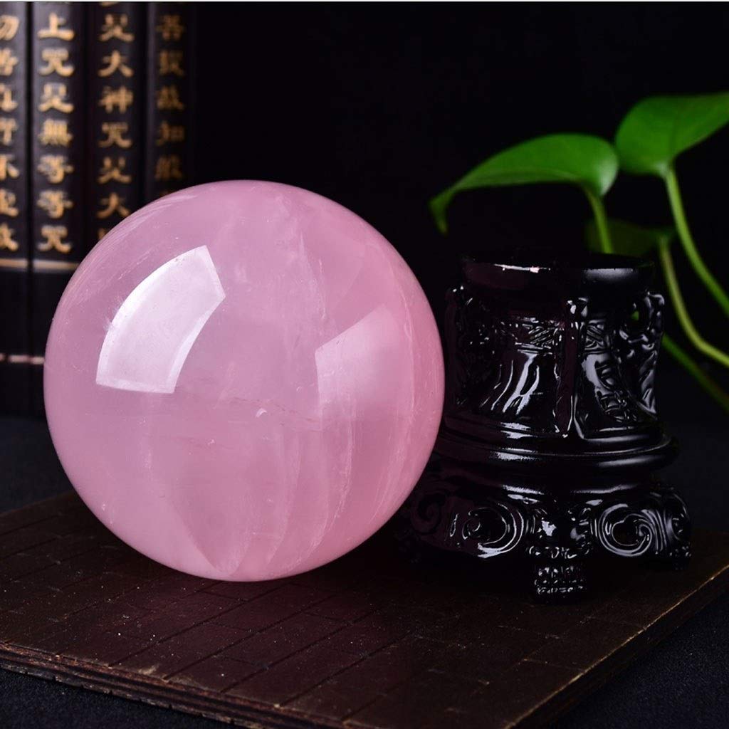 bola de cristal (en la magia occidental) 3.9 pulgadas (100 mm) de la bola de cristal rosado natural con resina de soporte y caja de regalo for la bola decorativa, Fotografía Lensball, Mirando adivinac