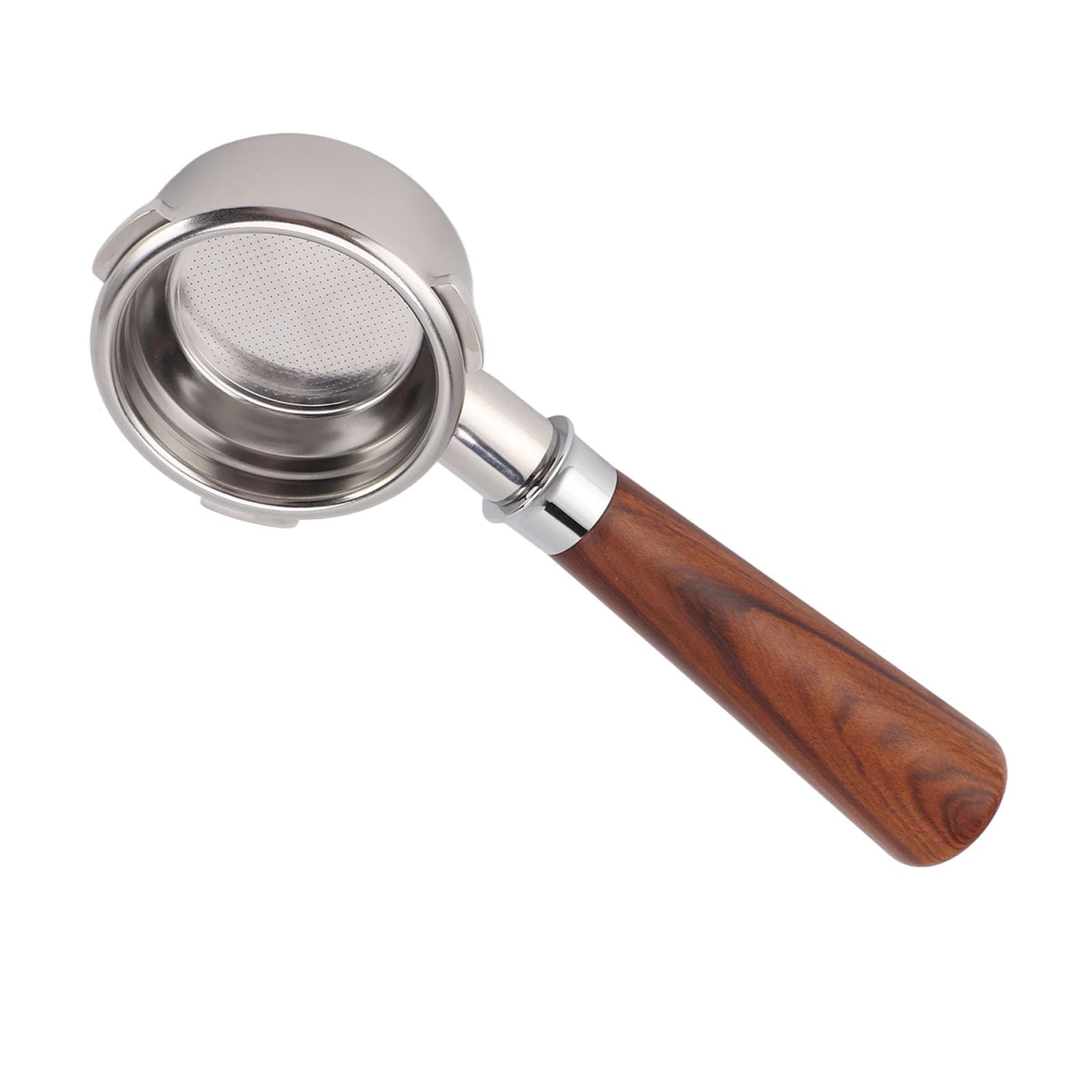 Pssopp Portafiltro sin Fondo de 58 mm, Diseño de 3 Orejas con Mango de Madera Maciza de Secoya para Máquinas de Café, Estilo A1
