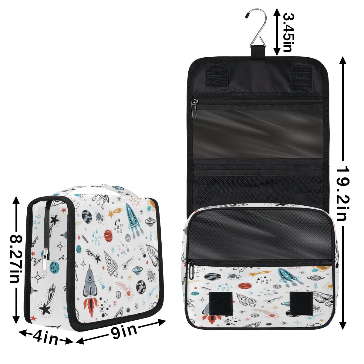 Układ Słoneczny Planeta Podróżna Kosmetyczka Kreskówka Planeta Mycie Torba Unisex Wiszące przybory toaletowe Kosmetyczka Organizer do makijażu, wielobarwny, Jeden rozmiar