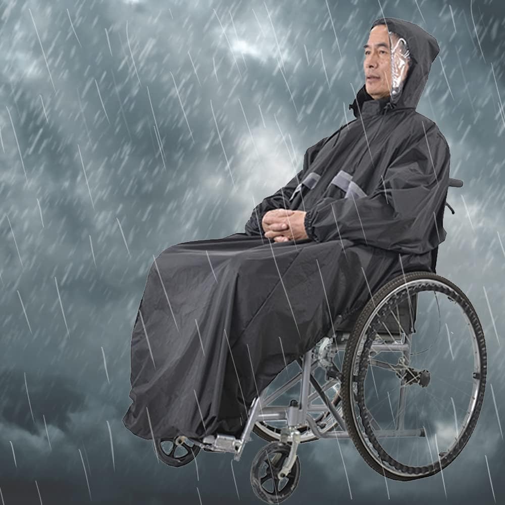 Wheelchair Poncho for Elderly & Disabled - Mobility Scooter Rain Cape Cover with Sleeves for Wind Snow Dust Freenze Resistance, 68"L x 57"W : Health & Household