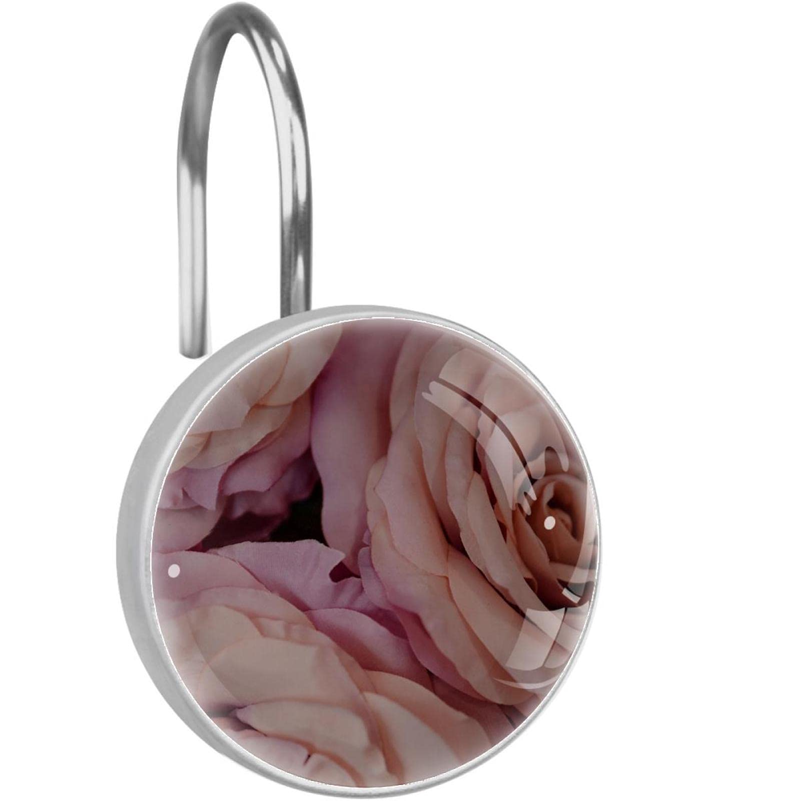 Crochets de rideau de douche rose en métal antirouille durable