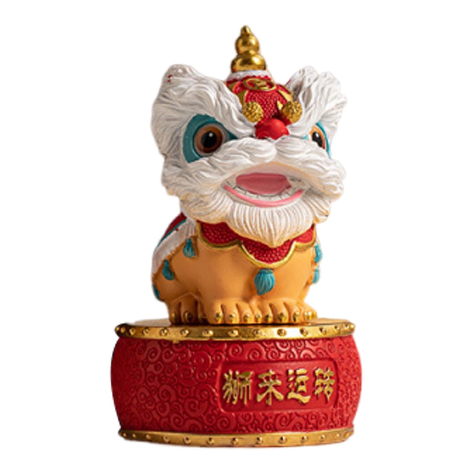 Statuetta di Leone Danzante, Statua Feng Shui, Decorazione Creativa per La Casa, Ornamento Cinese a Forma di Leone per Armadi, Scaffali E Ufficio, Rosso