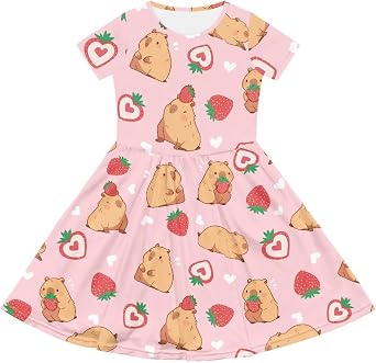 Dresses for Girls 2-14 Kids Summer Beach Dresses Casual Skater Dress Holiday Party Midi A-Line