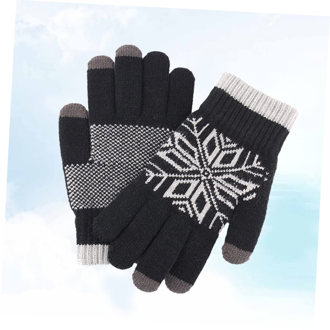 3piezas Guantes De Gruesos Para Pantalla Táctil Resistentes Al Viento y Antideslizantes Para Actividades Al Aire Negro