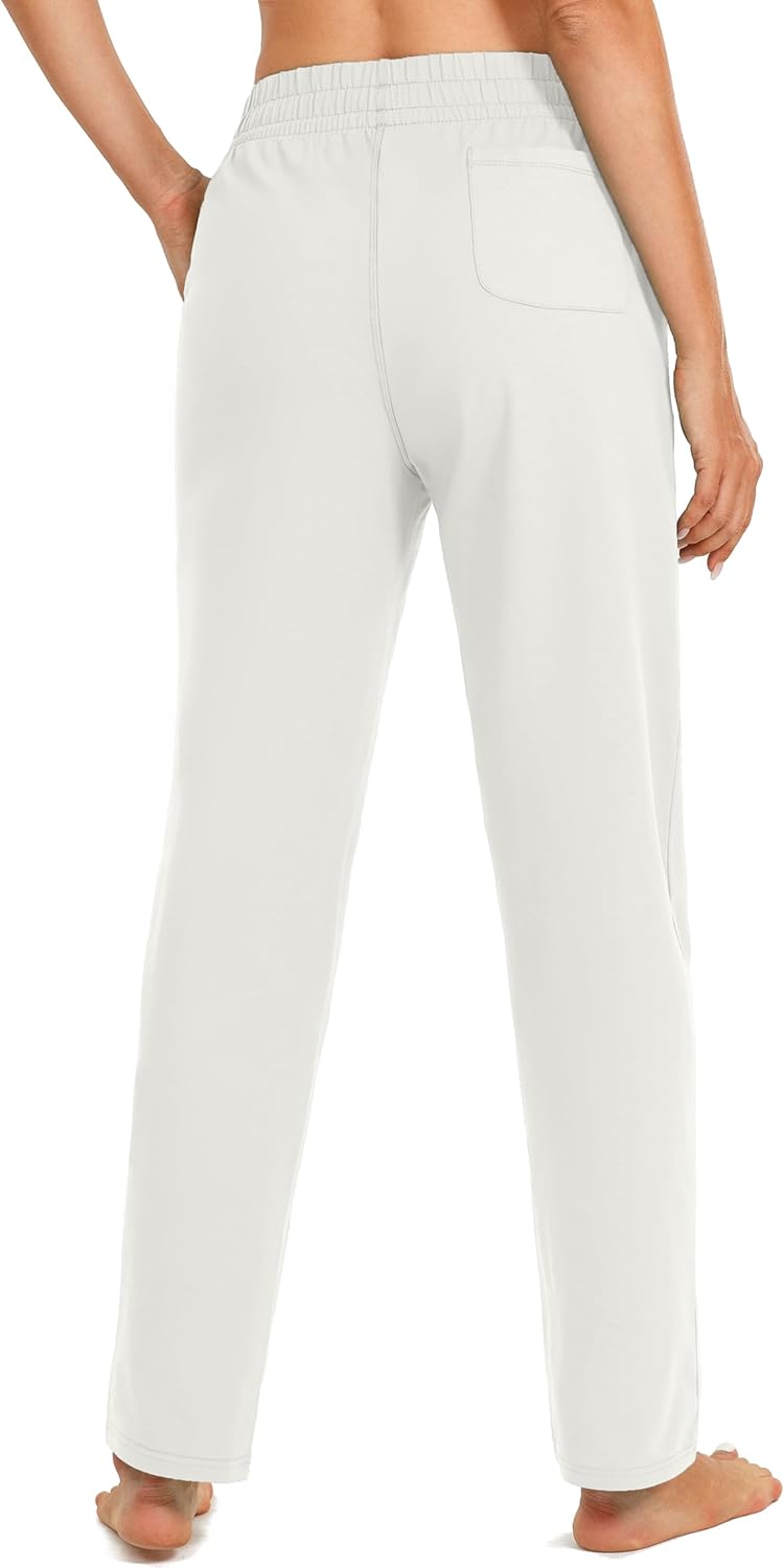 SANTINY Women's Cotton Sweatpants Yoga Lounge Casual Pants Open Bottom Sweat Pants for Women with Pockets - Image 3