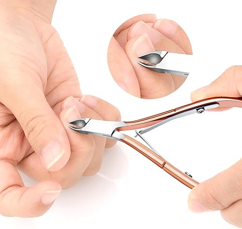 Miniatura 7 de Paquete de 4 pinzas de cutículas, recortadora de cutículas de acero inoxidable de alta calidad para manicura y pedicura en el hogar, spa, salón de