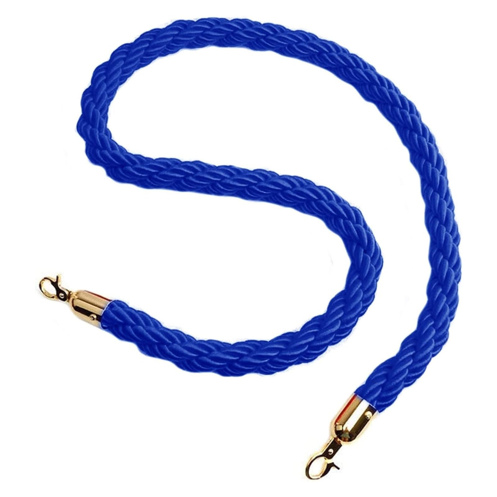 Barrier Rope, Twisted Stanchion Hemp Rope, Nylon Crowd Control with Gold Hooks, for Movie Theaters/Grand Openings/Hotels ﻿(Blue,2.2m/7.2ft/86.6inch)