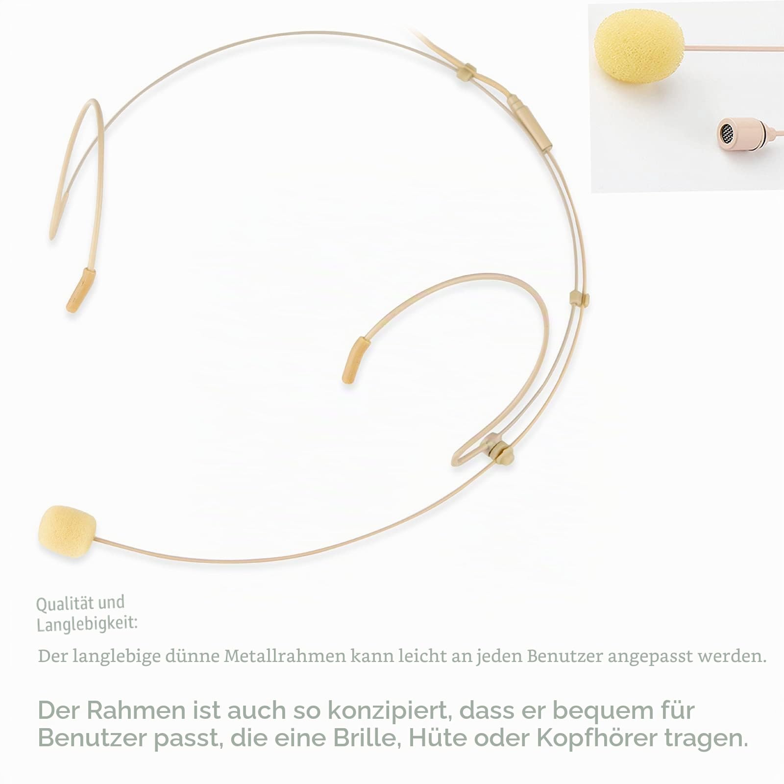 Headset Mikrofon Stirnband mic für Sennheiser kabellos Bodypack Transmitter Taschensender - Ideal für Vorträge, Theater, Podcasts - 3,5 mm Schraubverschluss Stecker