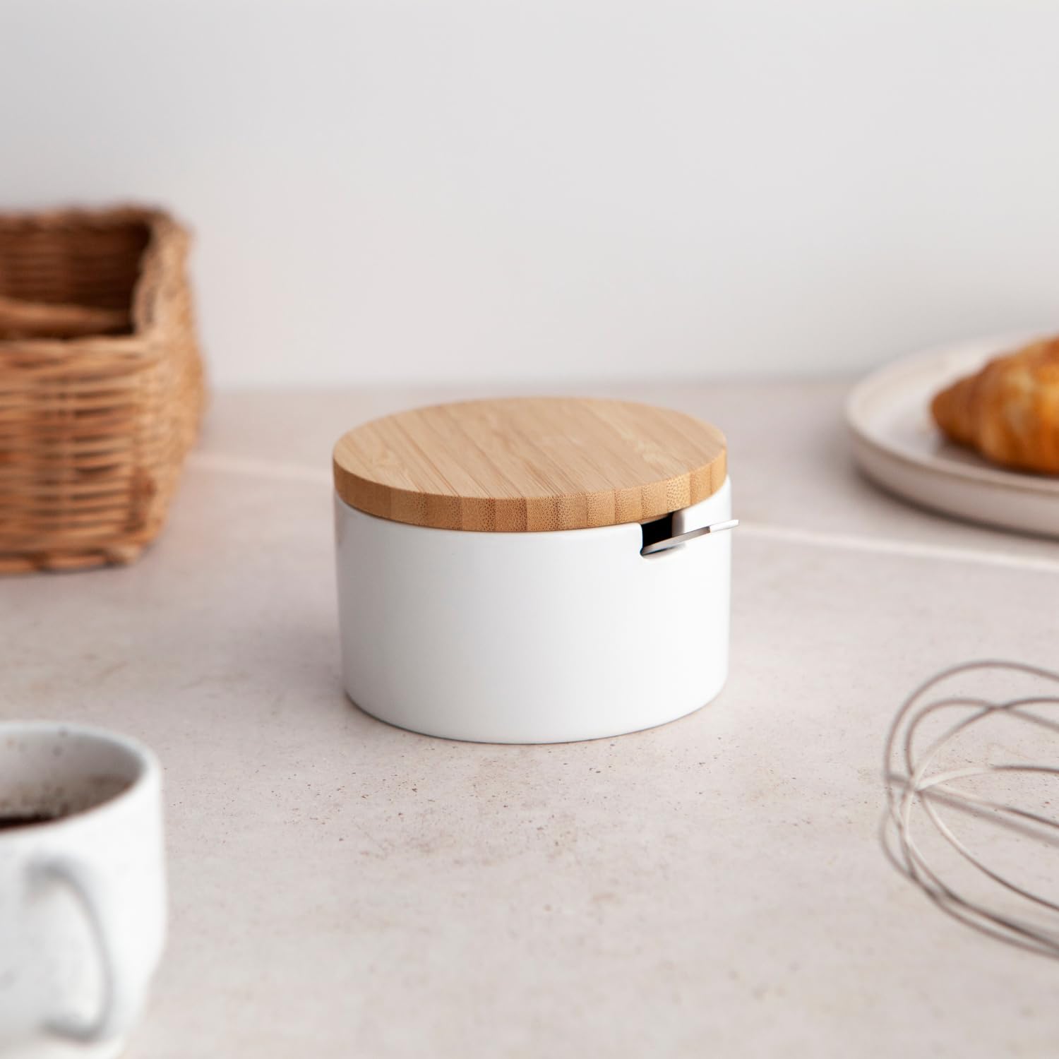 Pot à Sucre En Céramique Avec Couvercle Et Cuillère Pot à Sucre 12 Oz Pour Cuisi